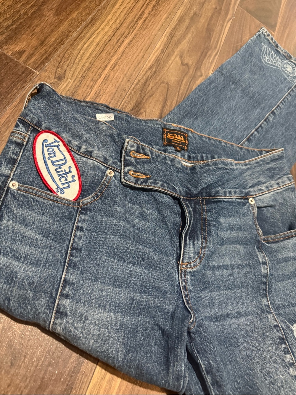 Von Dutch Low Rise Denim Jeans with Branded Patch
